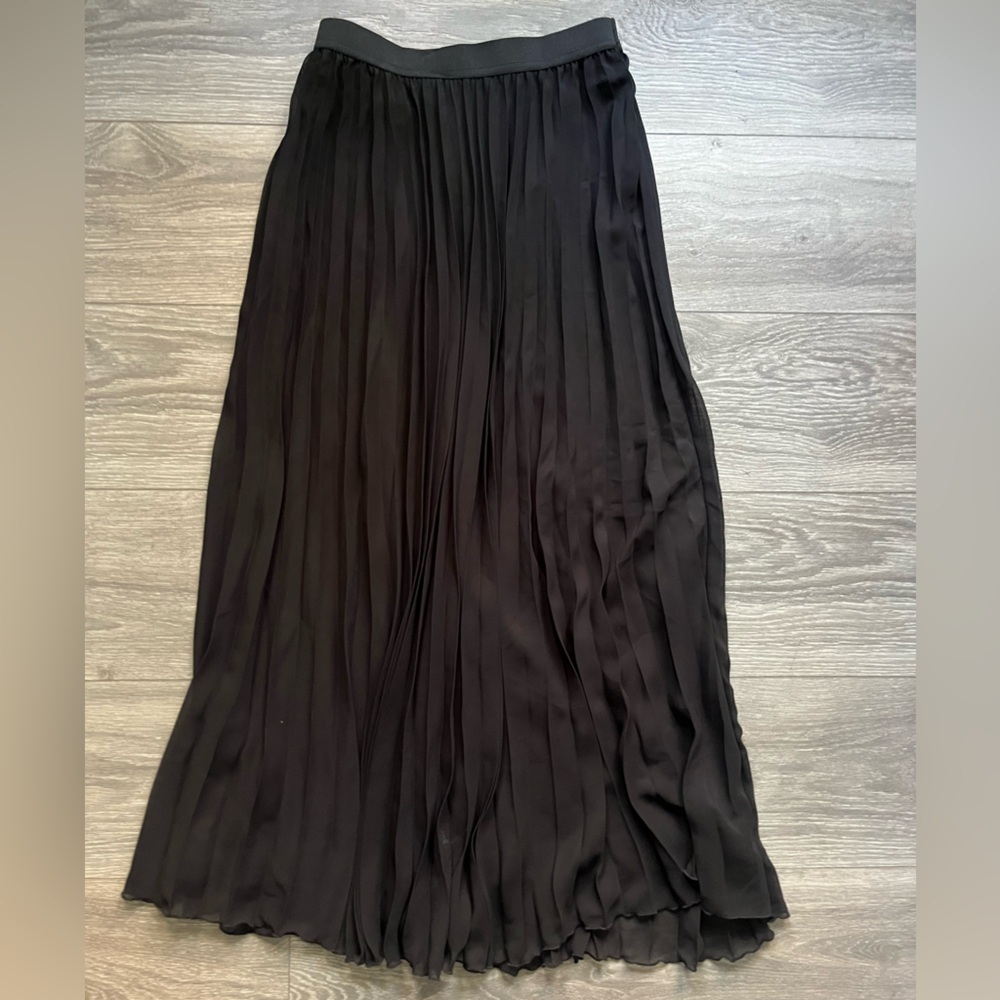 NEW WD.NY Black Pleated Party Holiday Whimsygoth Maxi Skirt S Classic Preppy